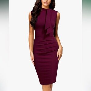 MIUSOL Elegant Sleeveless Burgundy Dress